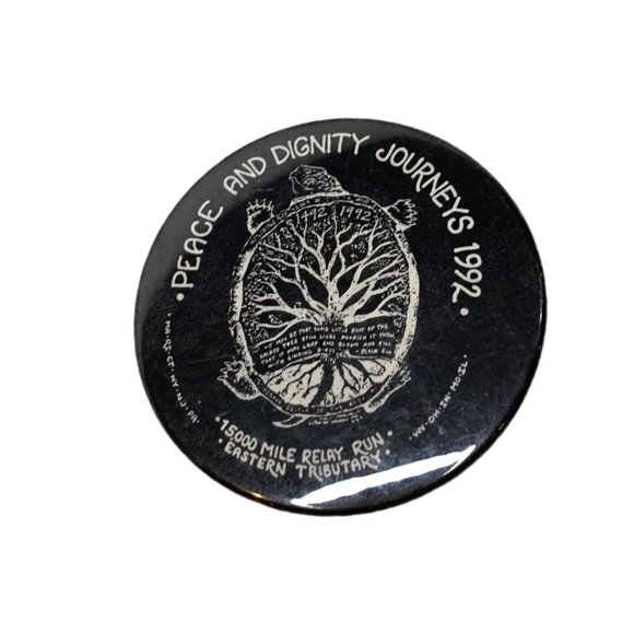 Vintage 1992 Pinback 15,000 Mile Relay Run Eastern Tributary Black White 2.25" D - Picture 1 of 6